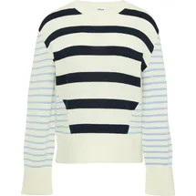 s.Oliver Longpullover im Streifenmix Creme/Blau M