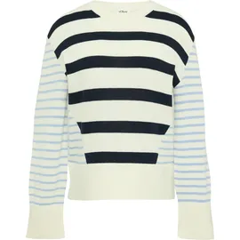 s.Oliver Longpullover im Streifenmix Creme/Blau M
