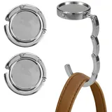 kwmobile Taschenhalter für Tisch - 2x Handtaschenhalter für Tisch - Taschenhaken faltbar - Taschen Aufhänger - Taschen Halter Haken - Tischhaken Set Silber