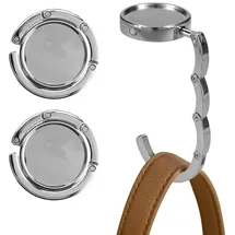 kwmobile Taschenhalter für Tisch - 2x Handtaschenhalter für Tisch - Taschenhaken faltbar - Taschen Aufhänger - Taschen Halter Haken - Tischhaken Set Silber