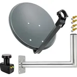 PremiumX SAT Anlage 45cm Anthrazit Satellitenantenne Twin LNB Wandhalter 45cm