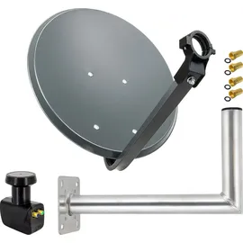 Premium X PremiumX SAT Anlage 45cm Anthrazit Satellitenantenne Twin LNB Wandhalter 45cm