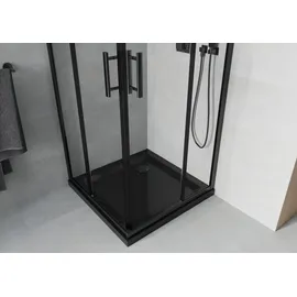 Mexen Rio quadratische Duschkabine 80 x 80 cm, Transparent, Schwarz + Duschwanne Schwarz - 860-080-080-70-00-4070B
