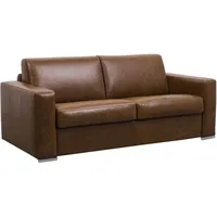 Vente-unique - Schlafsofa mit Matratze 4-Sitzer - 100 % Büffelleder - Vintage-Optik - Karamell - Matratze 13 cm - delectea ii