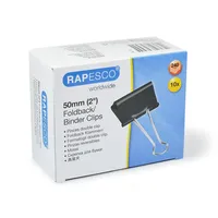 Rapesco FBC500B1 50mm Foldback Klammern, Schwarz, 10 Stück