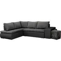 Ecksofa mit Schlaffunktion und Bettkasten, Couch für Wohnzimmer, Schlafsofa Sofagarnitur Sofa Eckcouch L-Form Wohnlandschaft mit Bettfunktion, Ott... - Dunkelgrau/Schwarz