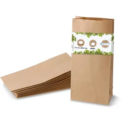 BIOZOYG 1000 Stück Blockbeutel ohne Fenster 11 x 6 x 23,5 cm, Größe M Papierbeutel, Kraftpapiertüten Verpackungsbeutel, Papiersack, umweltfreundlich