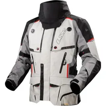 LS2 Apollo wasserdichte Motorrad Textiljacke, hellgrau/schwarz/rot, 3XL