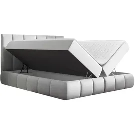 Mirjan24 Boxspringbett Venezia, Ehebett mit zwei Bettkästen, Doppelbett mit Topper, Schlafzimmer (Kronos 09 Größe: 160x200 cm) - Blau