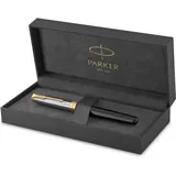 Parker Sonnet Premium Metal und Black G.C., Edelstahlgehäuse, schwarz, 18-Karat-Goldfeder F