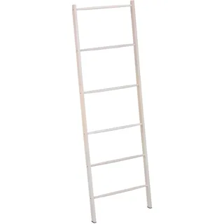 Relaxdays Handtuchleiter Holz, 6 Sprossen, Wäscheleiter Handtücher & Kleidung, HxB 170 x 55 cm, Badezimmer Leiter, weiß
