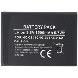 AccuCell Akku passend für Nokia 8110 4G 2017, BV-6A Li-Ion 3,8 Volt 53,2 x 38,0 x 5,9mm