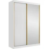 Mirjan24 Schiebetürenschrank, Weiß, Metall, Rechteckig, 151x216x60 cm, Schlafzimmer, Kleiderschränke, Schwebetürenschränke