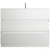 WELLTIME Waschtisch »Start, Breite 80 cm, 2 bzw. 3 Schubkästen«, Badmöbel, Soft-Close, Keramik-Einsatzbecken, Weiß Hochglanz Lack