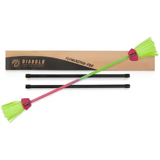 Diabolo Freizeitsport Flowerstick Pro (grün-pink) - Flowerstick aus Fiberglas inkl. 2 Handstäben, UV reaktiv, handbemalt, Festival-Hingucker, ideal für Fortgeschrittene und Profis