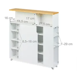 Relaxdays Nischenschrank Bad MDF Bambus, weiß/natur