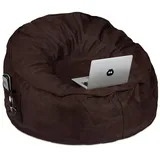Relaxdays XXL Sitzsack in Wildlederoptik Dunkelbraun