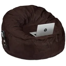 Relaxdays XXL Sitzsack in Wildlederoptik Dunkelbraun