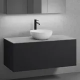 neoro n50 Unterschrank B: 120 cm mit 1 Auszug, Waschtisch Ø 40 cm weiß matt, B: 120.5 BN0064WM+BN0434BM+BN0404C3
