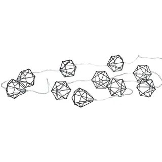 levandeo 10er Lichterkette LED Metall Schwarz Polygon Diamant Timer-Funktion Licht Beleuchtung Deko Industrial