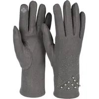 Stylebreaker Touchscreen Handschuhe mit Strass und Perlen Dunkelgrau Einheitsgröße