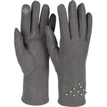 Stylebreaker Touchscreen Handschuhe mit Strass und Perlen Dunkelgrau Einheitsgröße