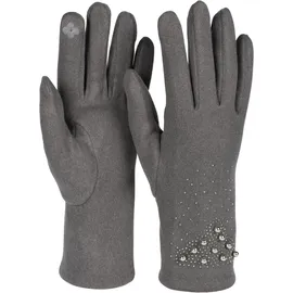 Stylebreaker Touchscreen Handschuhe mit Strass und Perlen Dunkelgrau Einheitsgröße