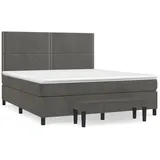 vidaXL Boxspringbett mit Matratze Dunkelgrau 180x200 cm Samt