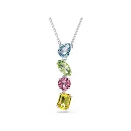 Swarovski Gema Halskette, Mehrfarbige, Rhodinierte Damenhalskette mit Y-Anhänger und Strahlenden Kristallen in Verschiedenen Schliffen