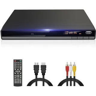 JOVELL Kompakt HD DVD Player für TV HDMI AV Ausgang mit Kabel Enthalten, 1080P DVD-CD-Player mit USB Eingang, Alle Regionen Frei, Fehler Korrektur, Integriertes PAL NTSC-System (Schwarz DVD-168)