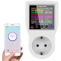 KOCAN Steckdose, BT-Version Intelligente Steckdose Stromüberwachung Multi-Energie-Wechselstromzähler 2,4-Zoll-LCD-Farbbildschirm Computer Mobiltelefon APP-Fernsteuerungsgerät