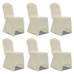 vidaXL 6 x Stuhlhusse Stretchhusse cremefarben