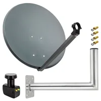 PremiumX Satelliten-Komplettanlage 60cm Anthrazit Satellitenantenne Satellitenschüssel Twin LNB Wandhalter