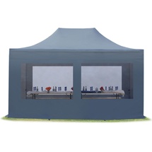 TOOLPORT Faltpavillon 3,00 x 4,50 m inkl. Seitenteile dunkelgrau (582235)