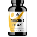 Kräuterland Kurkuma Kapseln - 90 Kurkumakapseln mit Curcuma Extrakt - über 95% Curcumin, schwarzer Pfeffer & Piperin - hochdosiert, vegan - Premium Qualität