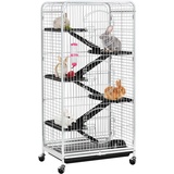 Yaheetech Nagerkäfig Nagervoliere Metall Hamsterkäfig Kleintierkäfig Käfig mit 3 Fronttür, Weiß
