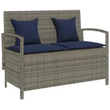 vidaXL Gartenbank mit Stauraum und Kissen Grau Poly Rattan vidaXL