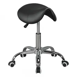 KADIMA DESIGN MENTON - Sattel-Hocker in Schwarz, Arbeitshocker mit Kunstleder-Bezug, Sitzhocker ist höhenverstellbar, Design Drehhocker mit Rollen, Kosmetikhocker