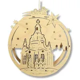holzkunst schönberg Beleuchtetes Fensterbild Holz Dresdner Frauenkirche 0,23 m x 0,26 m beige