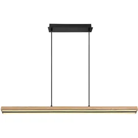 GLOBO Holzleuchte Pendellampe Led Esstisch Pendelleuchte Holz rustikal, 3 Stufen Memory Funktion, Holzoptik schwarz matt opal, 1x Led 30 Watt 1150 Lumen warmweiß, Hxlxb 120x101x7,5cm