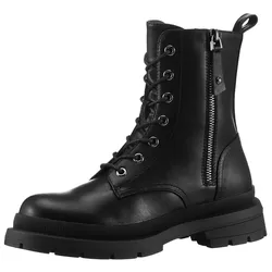 Schnürboots ANISTON SHOES, Damen, Gr. 37, schwarz, Lederimitat, modisch, Schuhe Workerboots Schnürboots, Schnürstiefelette, Workerboots, Profilsohle - NEUE KOLLEKTION