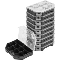 10x Sortimentskasten Kleinteilemagazin – 142 x 195 x 40 mm - Sortierkasten mit Transparent Deckel Sortierkoffer Werkzeugbox Sortimentskoffer