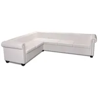 vidaXL Chesterfield Ecksofa 6-Sitzer Kunstleder Weiß