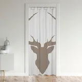 Loussiesd Hirsch Türvorhang 132x203cm Jagd Elch Elk Vorhang Geweih Dekor Western Bauernhaus Vorhang für Innentür Raumteiler für Wohnzimmer Wild Tier Vorhang Weiß