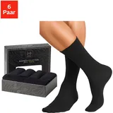 John Devin Businesssocken JOHN DEVIN, Herren, Gr. 47-48, schwarz (6x schwarz), Baumwollmischung, unifarben, elastisch, Socken, lange Form, wertig in Box verpackt