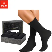 John Devin Businesssocken JOHN DEVIN, Herren, Gr. 47-48, schwarz (6x schwarz), Baumwollmischung, unifarben, elastisch, Socken, lange Form, wertig in Box verpackt