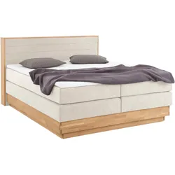 Boxspringbett HOME AFFAIRE "Cavan", beige, L:220cm, Microfaser (100% Polyester), Komplettbetten, Boxspringbett, Eiche, inkl. Bettkasten & Topper, verschiedene Härtegrade (auch H4)