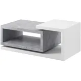 Lomadox Couchtisch BEXLEY-83 in Beton Optik mit Absetzungen in weiß, B/H/T: ca. 120/40/60 cm - Grau