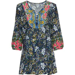Modal-Bluse, Druck marine, 36