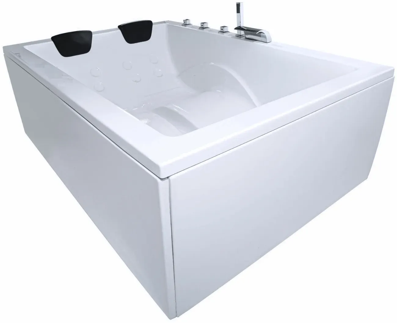 Freistehende Doppelbadewanne 190x140 cm, groß, für 2 Personen, glasfaserverstärktes Sanitäracryl, Caribia DYNASTY XL Badewanne, Made in Germany
